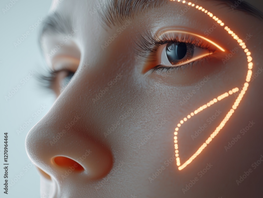 Fototapeta premium AI-driven contactless payment using biometric facial recognition, futuristic cashless economy concept