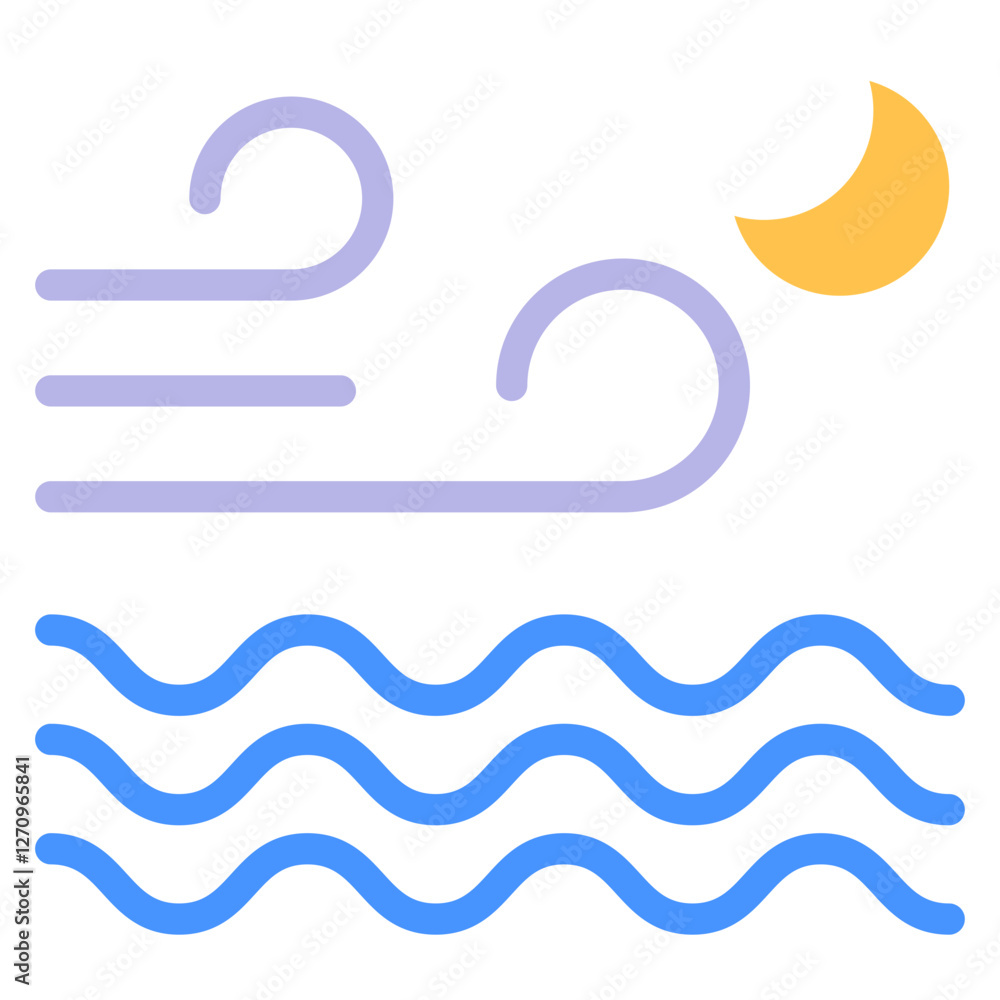 Fototapeta premium Sea Breeze Vector Design Icon Style