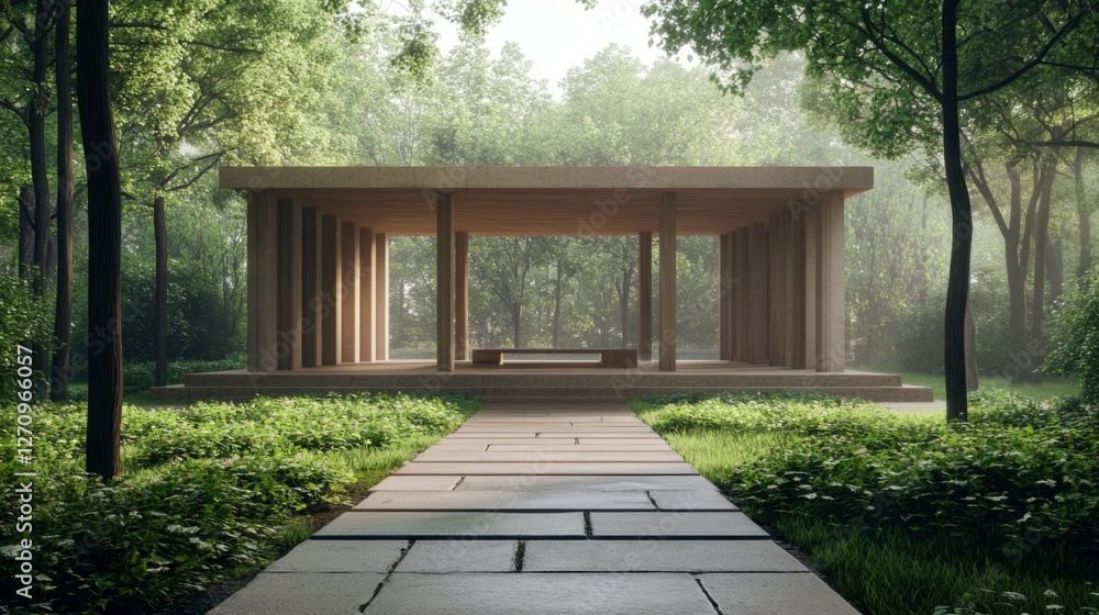 Modern Pavilion in Misty Forest Modern Pavilion in Misty Forest