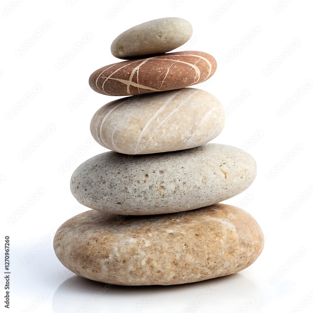Stack of rocks with one of them being a white one Stack of rocks with one of them being a white one
