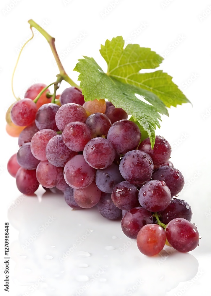 Bunch of grapes with a leaf on top Bunch of grapes with a leaf on top