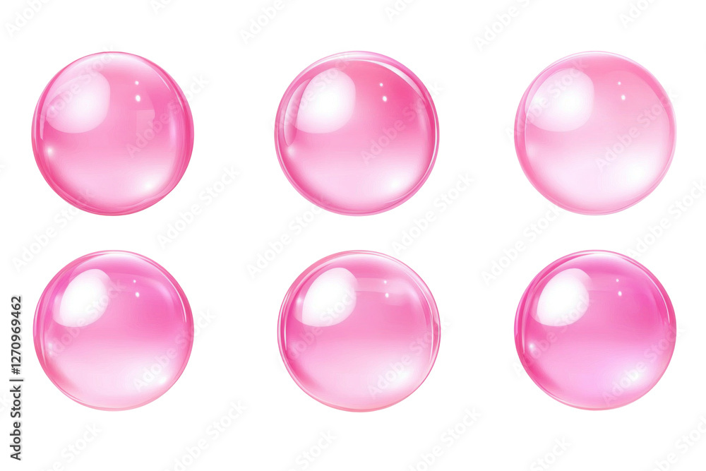 Set of pink sphere or bubbles Set of pink sphere or bubbles