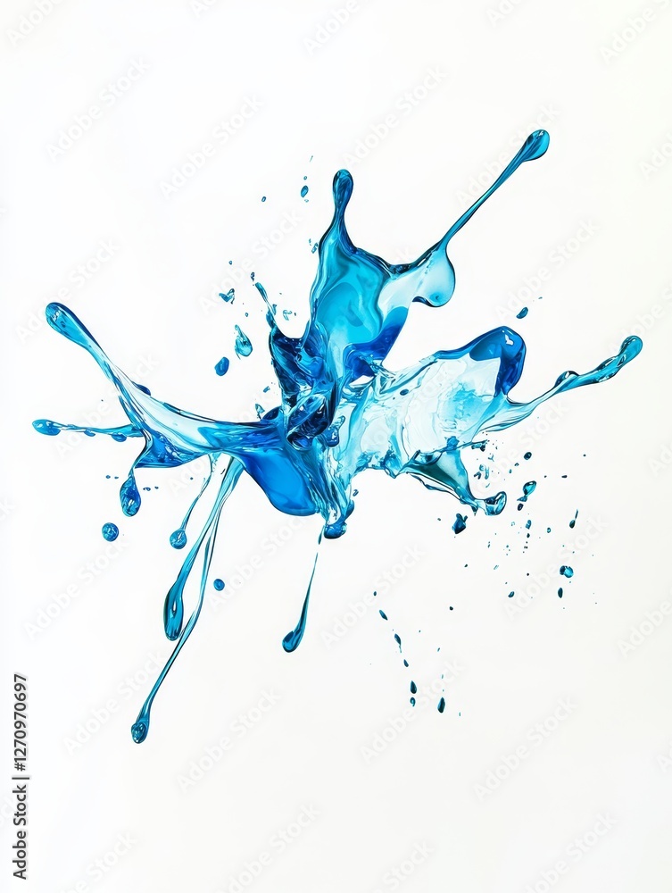 Fototapeta premium Blue Paint Splash Abstract, Modern Art Burst, Vibrant Blue Explosion, Dynamic Watercolor Effect