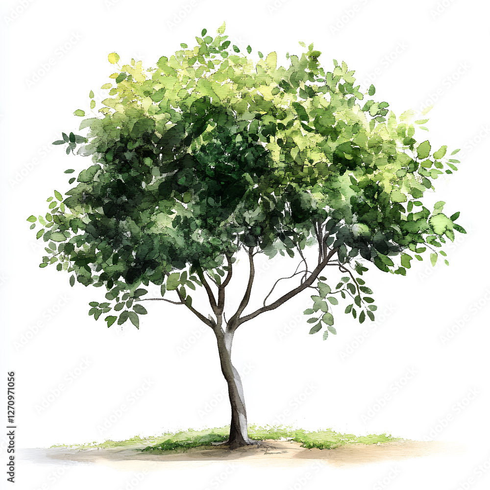 Obraz premium Greenery Leaf-tree on white background, in natural scenery