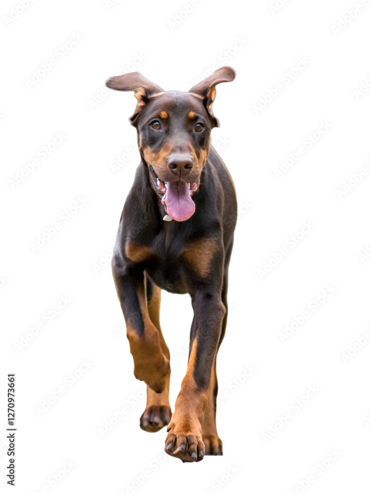 The doberman puppy with his ton The doberman puppy with his ton