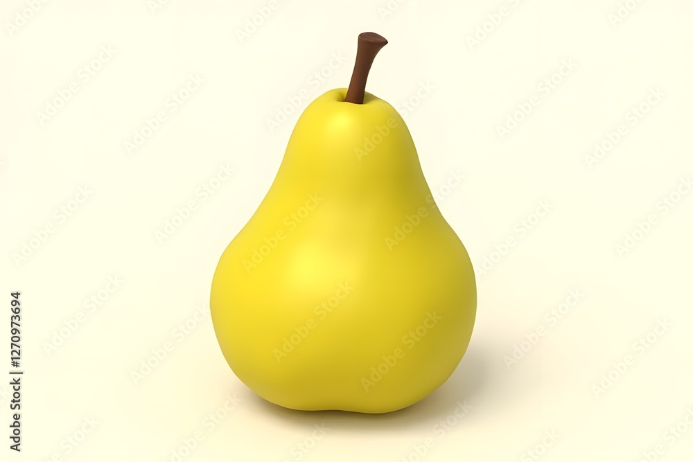 Bright Yellow Pear Isolated on Soft Cream Background for Freshness Bright Yellow Pear Isolated on Soft Cream Background for Freshness