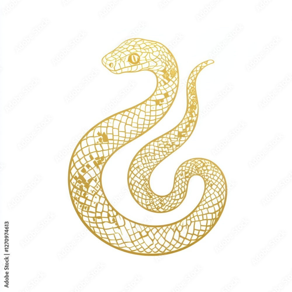 Gold chinese snake year reptile art illustration. Gold chinese snake year reptile art illustration.