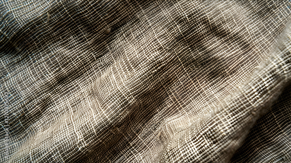Fototapeta premium Close-up of textured fabric showcasing intricate patterns and natural light play