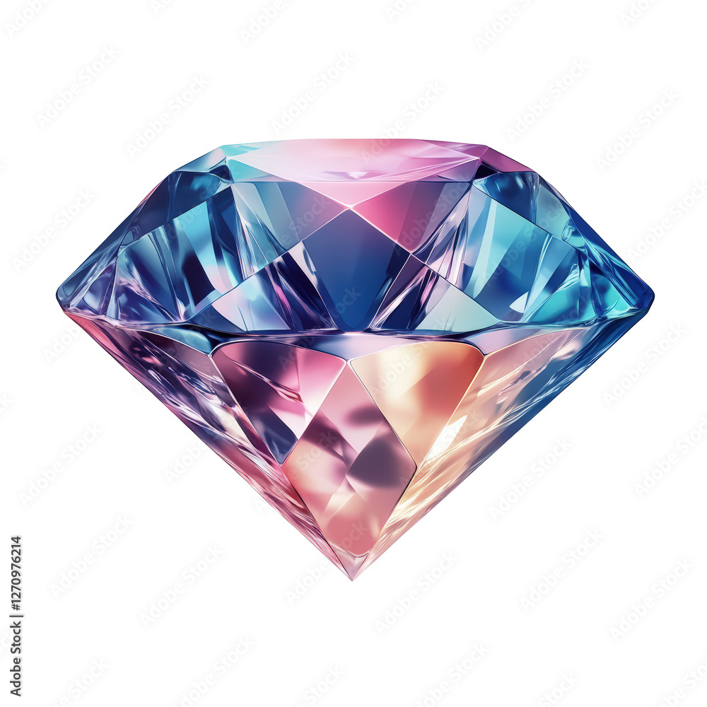 Isolated Pink and Blue Gemstone Diamond Isolated Pink and Blue Gemstone Diamond