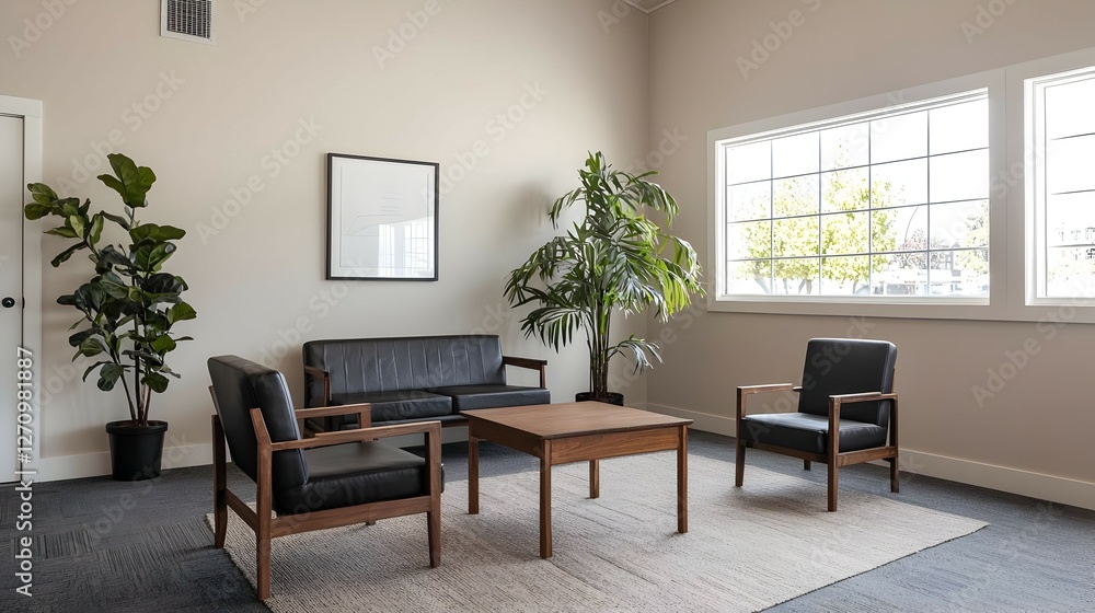 Fototapeta premium Modern Minimalist Office Waiting Room Interior Design