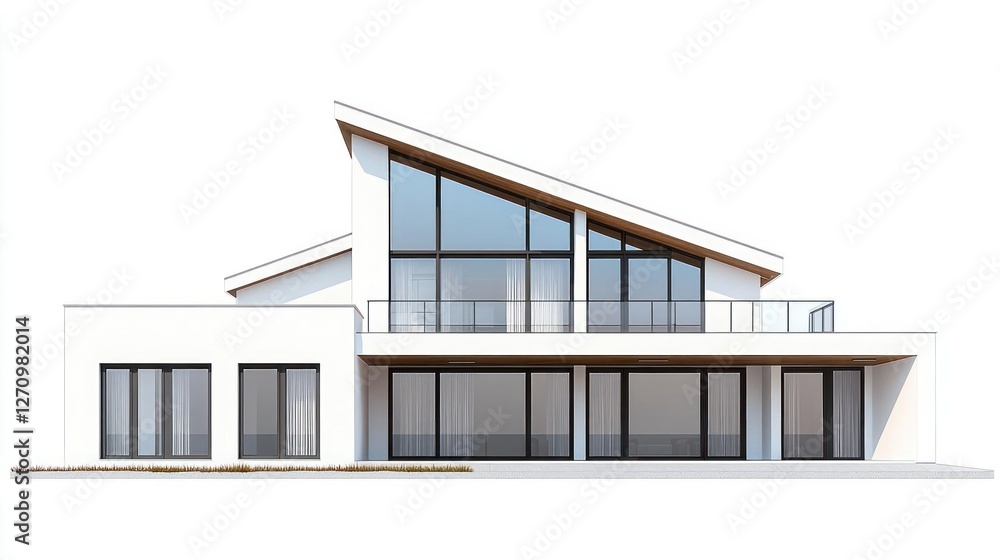 Modern White House with Geometric Design and Large Windows Modern White House with Geometric Design and Large Windows
