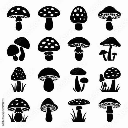 Vektor Illustration Pilze Formen Silhouette