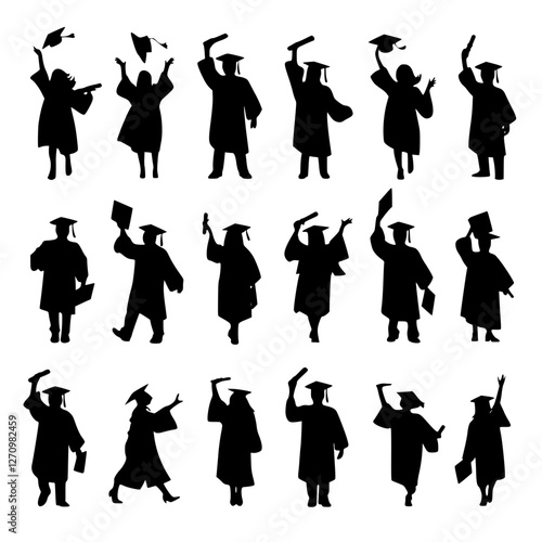 Vektor Illustration Highschool Abschluss Silhouette