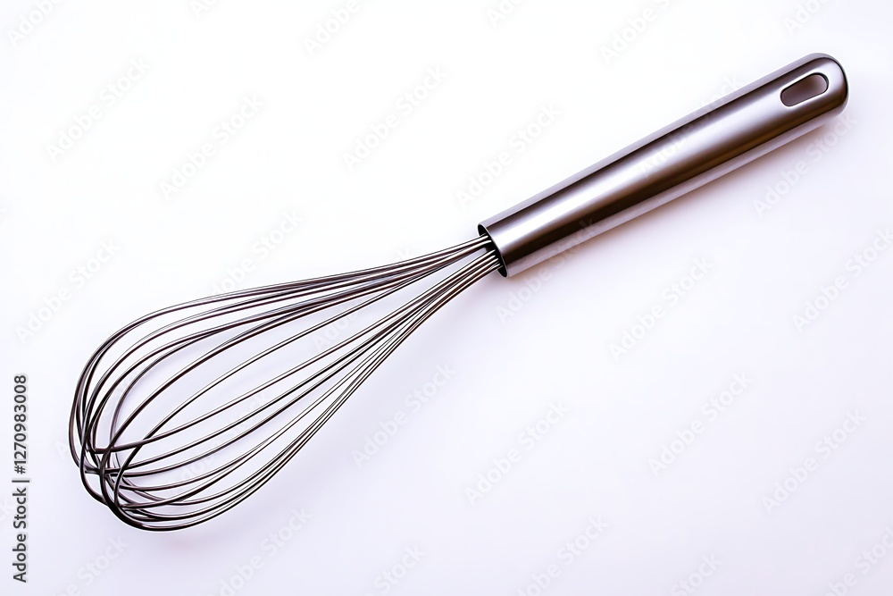 Stainless Steel Whisk on White Background for Baking Stainless Steel Whisk on White Background for Baking