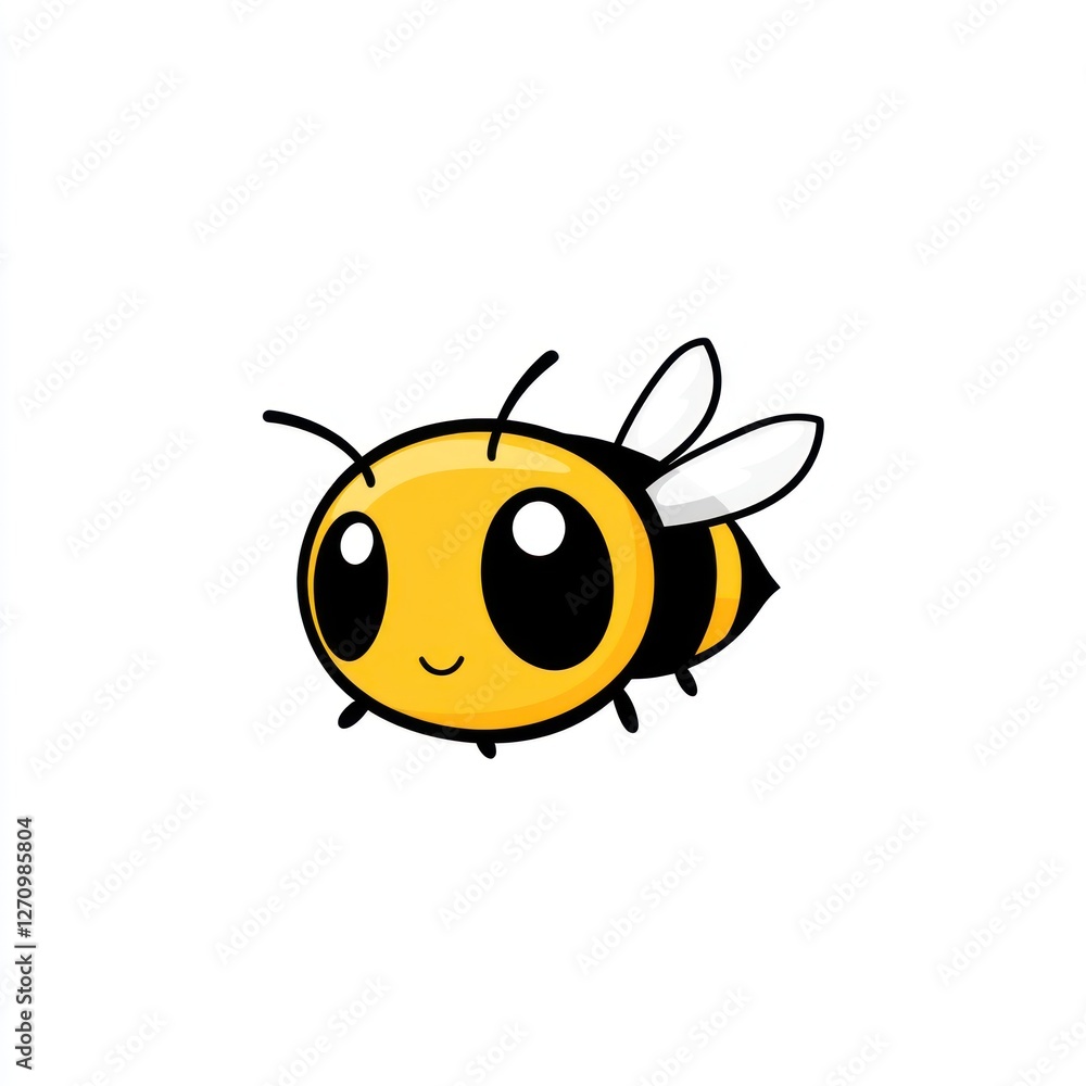 Cute cartoon bee flying, white background, child's illustration (2) Cute cartoon bee flying, white background, child's illustration (2)