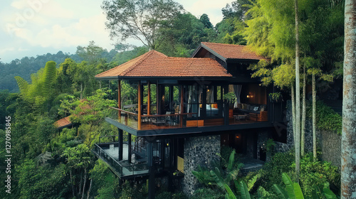 the beauty of the house on the mountain slopes