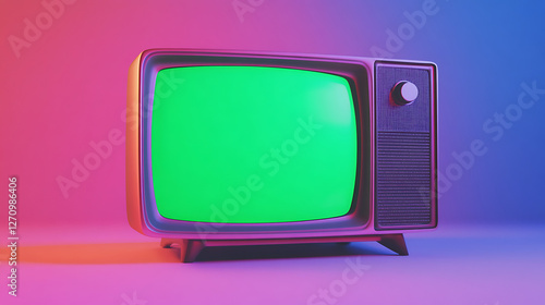 tube tv animation with green screen and color background