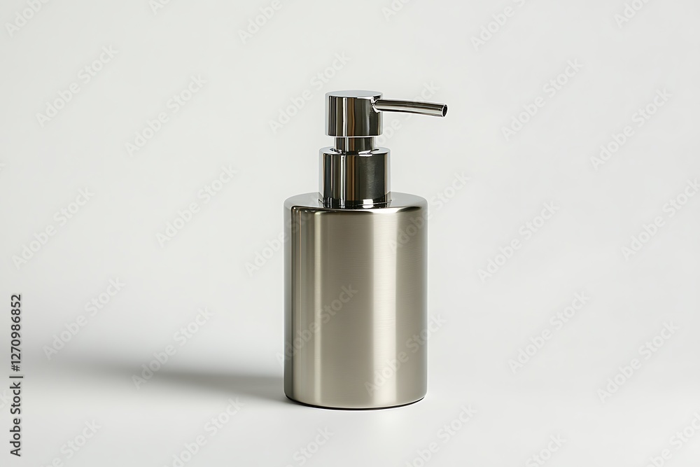 Obraz premium Modern brushed metal soap dispenser on white background