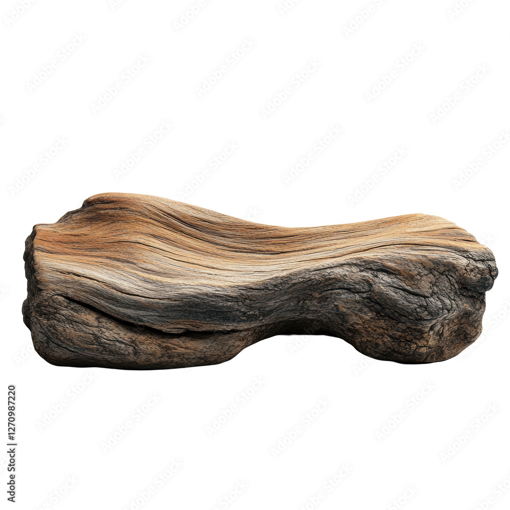 Isolated Weathered Piece of Driftwood Log Isolated Weathered Piece of Driftwood Log