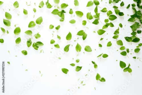 Green leaves falling plant herbs.