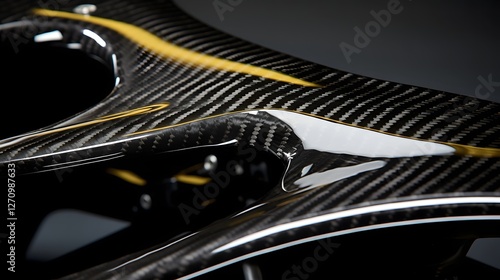 Highly detailed shot showcasing the intricate process of carbon fiber being molded into advanced aerodynamic components for industrial manufacturing and engineering applications