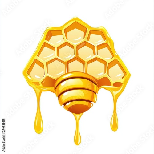 Honeycomb dripping honey, bee, white background, food, sweetness photo