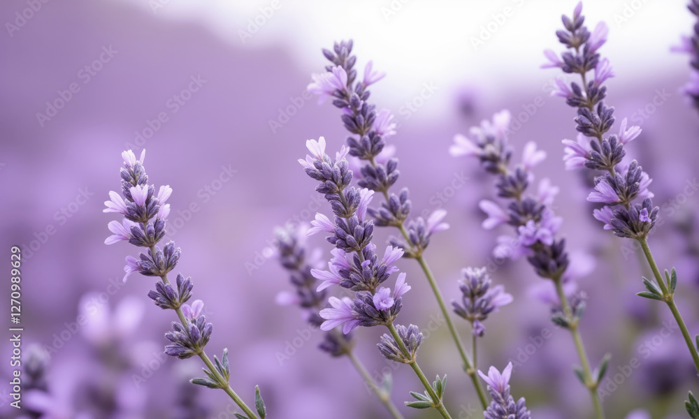 Obraz premium Lavender (Lavandula angustifolia) Highly valued for its fragrance and delicate purple flowers, lavender is a favorite in English gardens, particularly