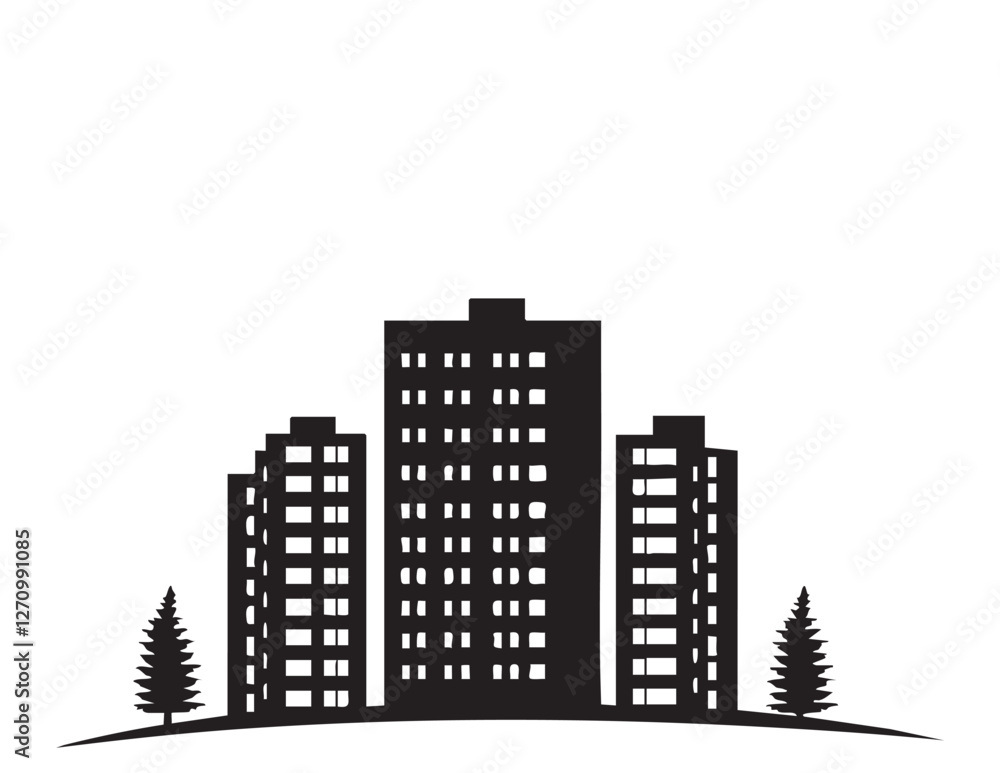 Black building logo simple vector. High house Black building logo simple vector. High house