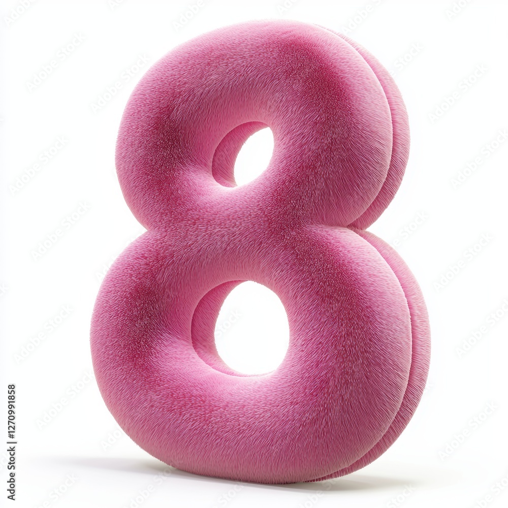 Velvet number 8 with a soft plush texture for 8 March International Womens Day isolated on white Velvet number 8 with a soft plush texture for 8 March International Womens Day isolated on white