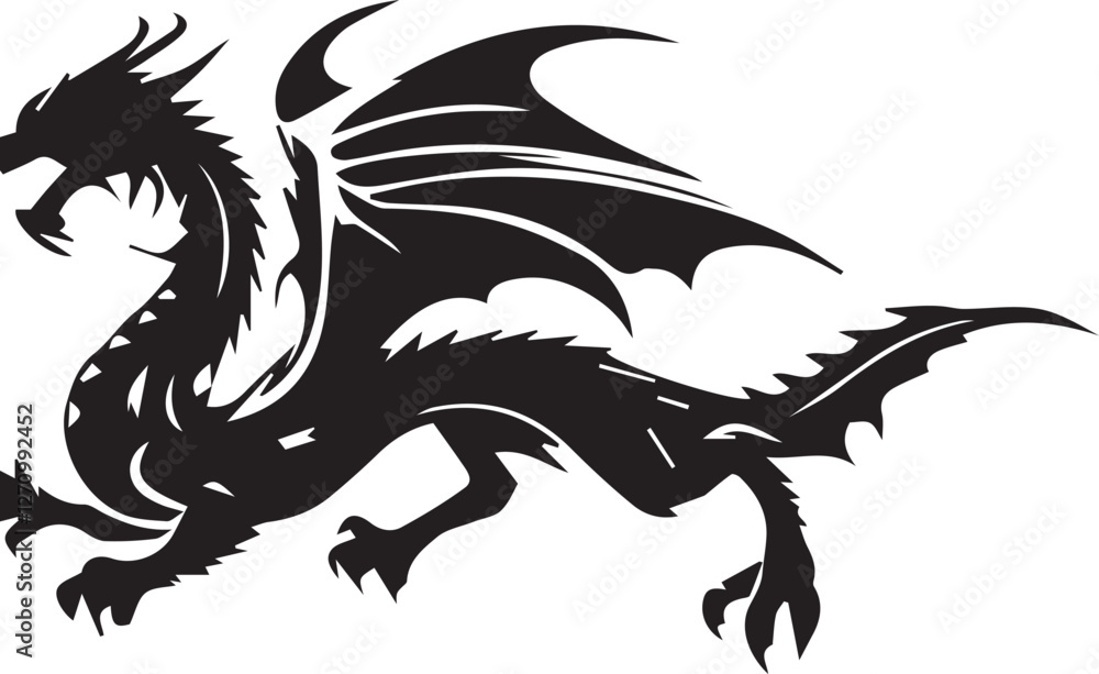 Fototapeta premium Dragon silhouette vector EPS 