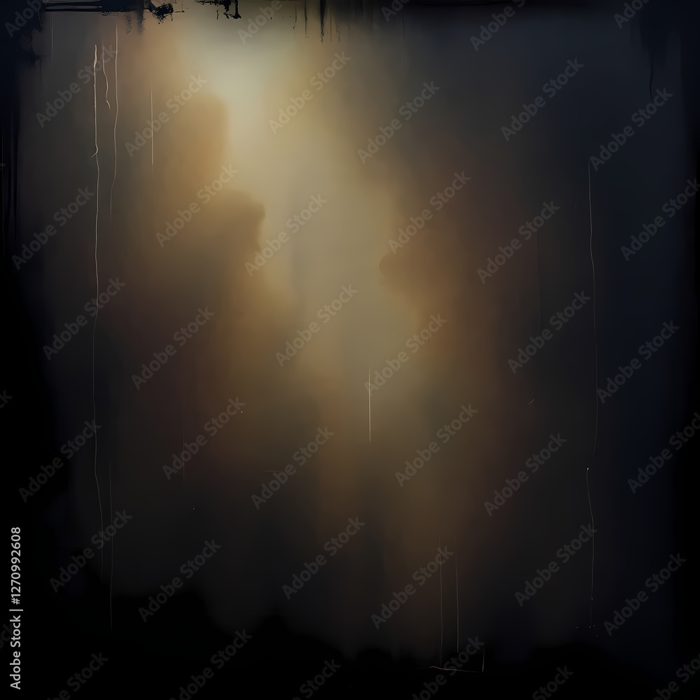 Fototapeta premium An eerie, creepy atmosphere is created using dark tones and unsettling details on a black, dark brown, sepia, beige, and white abstract textured fabric canvas background.