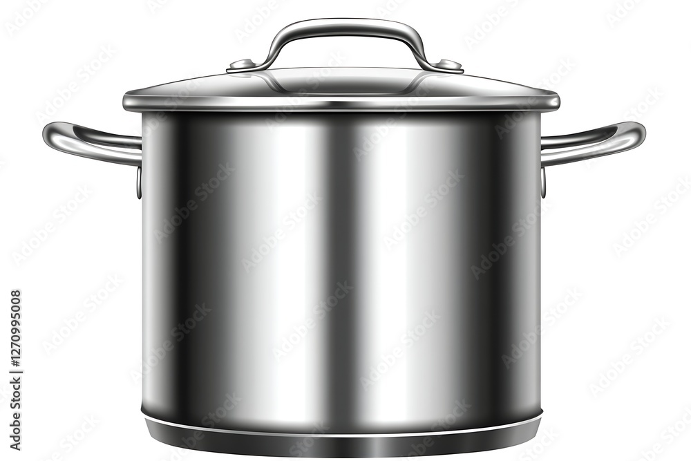 Stainless steel stock pot, kitchen cookware, empty, isolated Stainless steel stock pot, kitchen cookware, empty, isolated