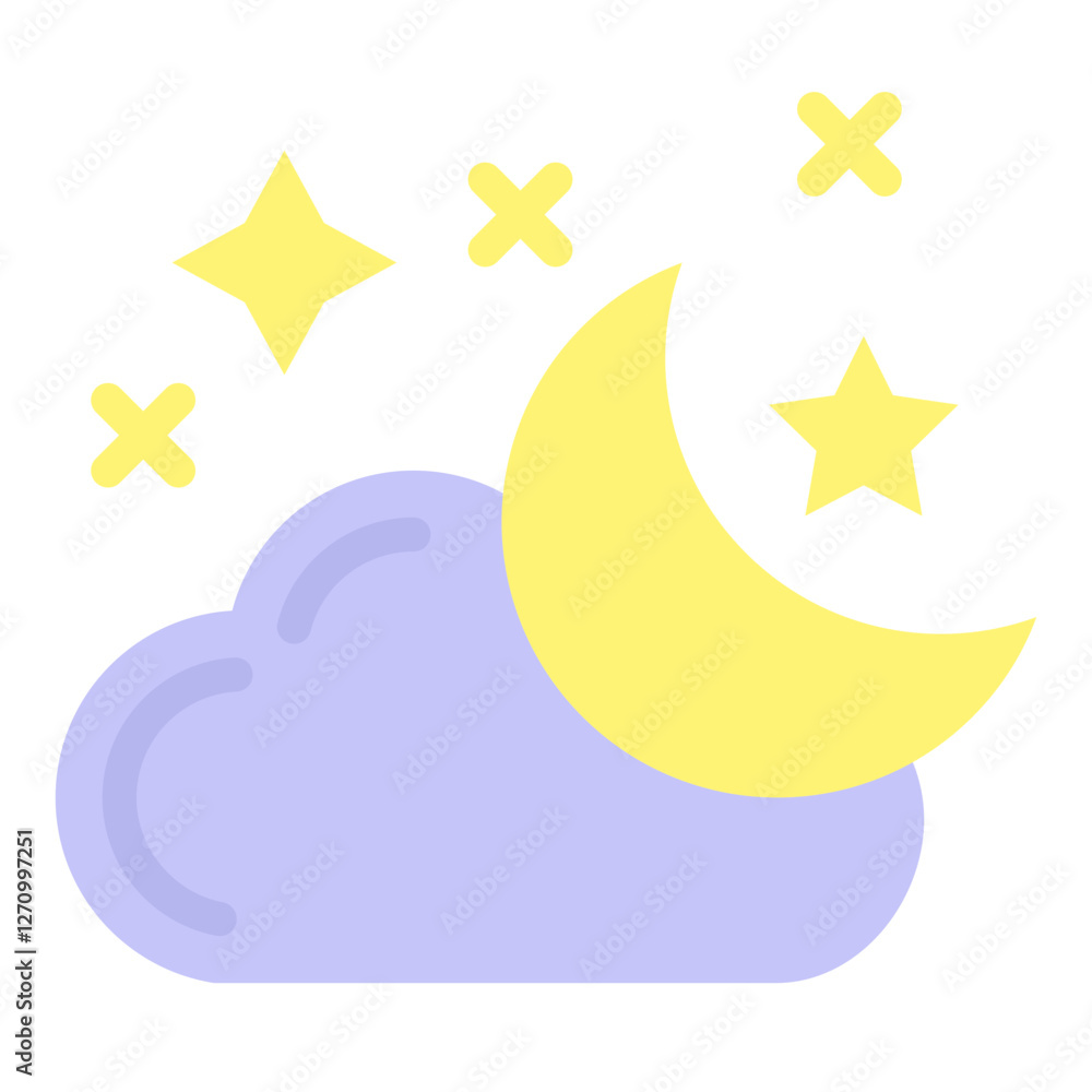 Moonlit Night Vector Design Icon Style Moonlit Night Vector Design Icon Style