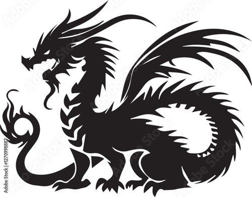 Wallpaper Mural Dragon silhouette vector EPS  Torontodigital.ca