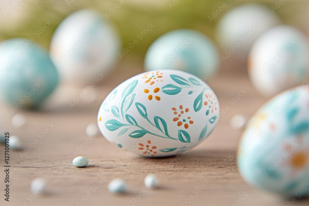 Fototapeta premium Intricate painted easter eggs with floral designs for holiday decoration