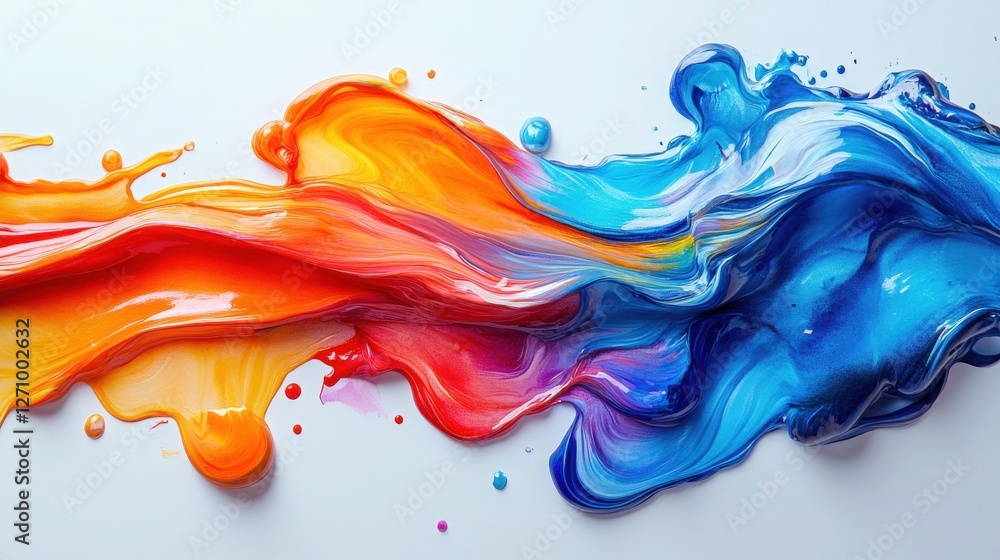 Fototapeta premium Vibrant Swirls of Colorful Paint Abstract Artwork on White Background
