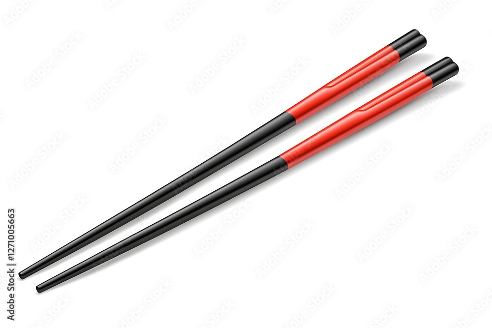 Red and black chopsticks isolated on white background Red and black chopsticks isolated on white background