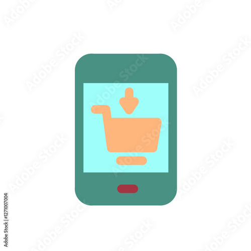 cart on the phone flat style icon