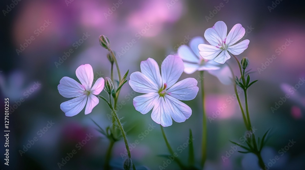 Fototapeta premium Delicate white flowers in soft, dreamy light.