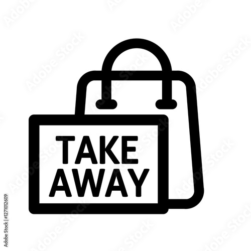 take away and bag line style icon