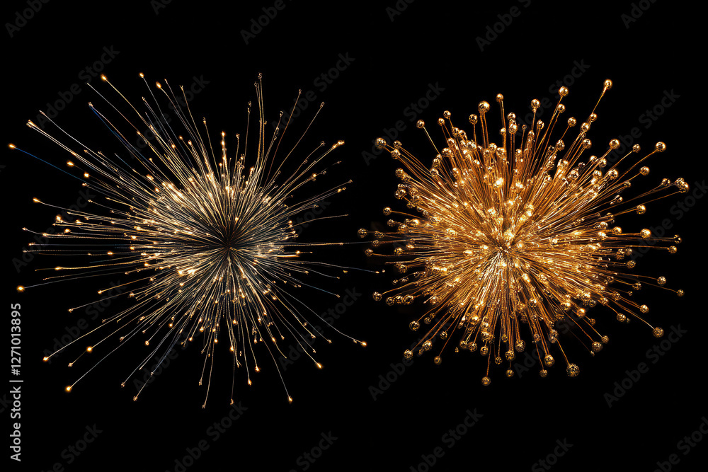 Golden fireworks burst isolate on white and black background Golden fireworks burst isolate on white and black background
