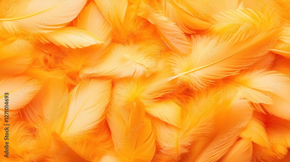 Vibrant Orange Feathers Splayed Across a Soft Textured Background Vibrant Orange Feathers Splayed Across a Soft Textured Background