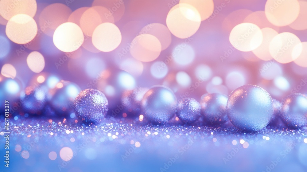 Sparkling silver and purple glitter background with bokeh lights and shiny balls. Sparkling silver and purple glitter background with bokeh lights and shiny balls.