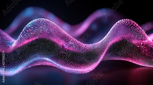 Wave of light with dots creating a unique abstract art effect