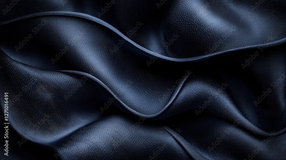 Fototapeta premium Luxurious dark blue silk fabric displaying rich colors and luscious texture