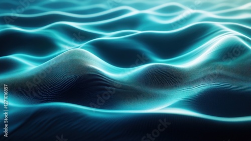 Wallpaper Mural Abstract teal blue wavy digital landscape. Torontodigital.ca