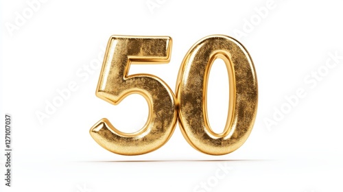 Golden Number 50, Shiny Gold 50, Metallic 50, Bold Number 50, Golden Anniversary 50 Decorative Image, Elegant Gold 50 Art