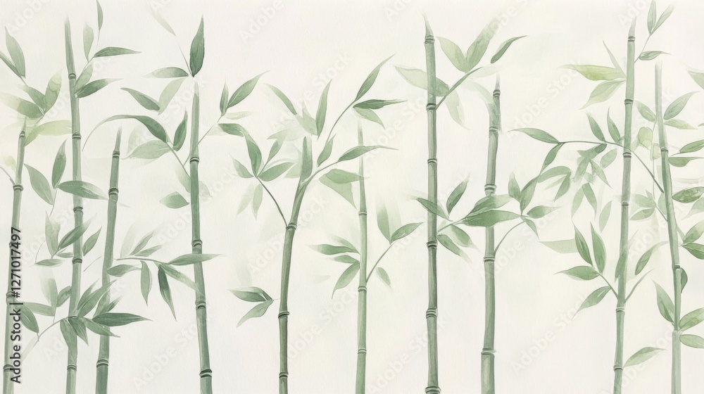 Delicate Bamboo Rendered in Pastel Tones Delicate Bamboo Rendered in Pastel Tones