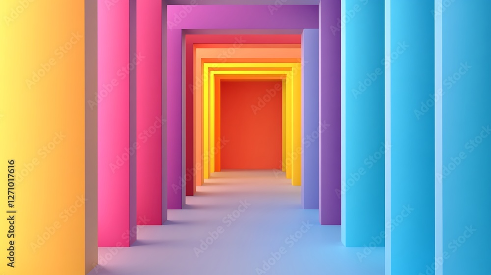 Fototapeta premium Colorful rainbow corridor, abstract background