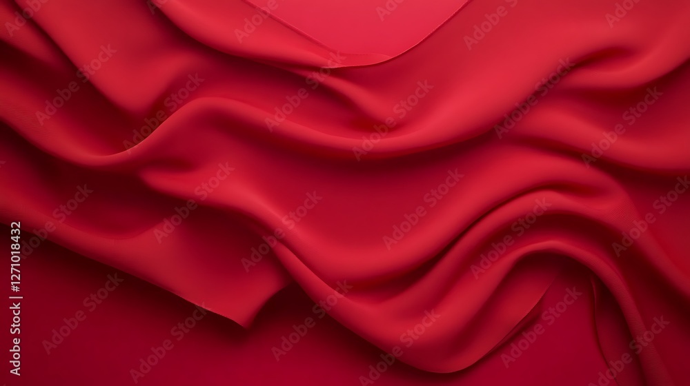 Luxurious red silk fabric with elegant folds and waves. Luxurious red silk fabric with elegant folds and waves.